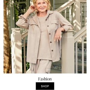 Martha Stewart Women's Beige Button Down Shirt